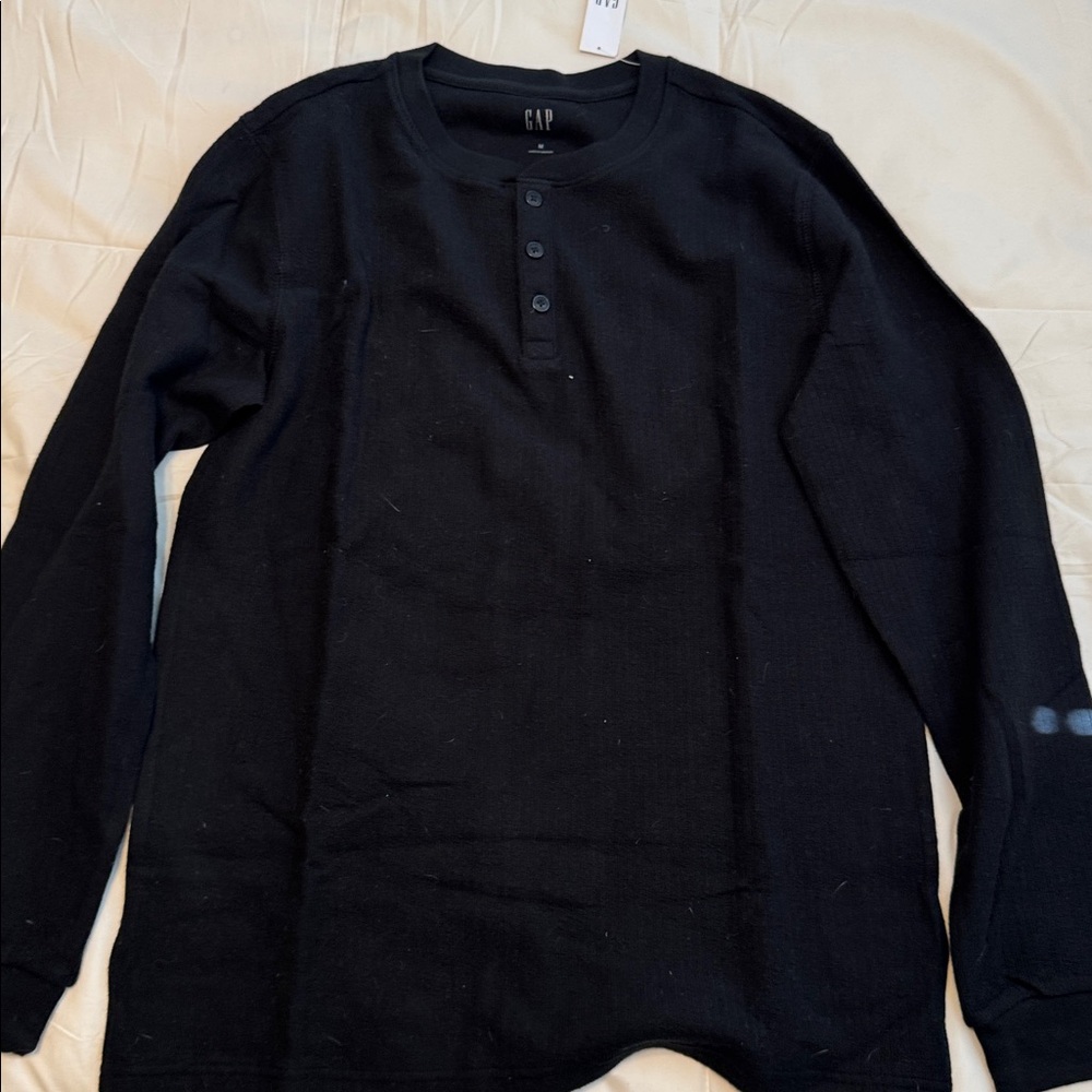 GAP Midnight Black Henley Top